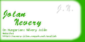 jolan nevery business card